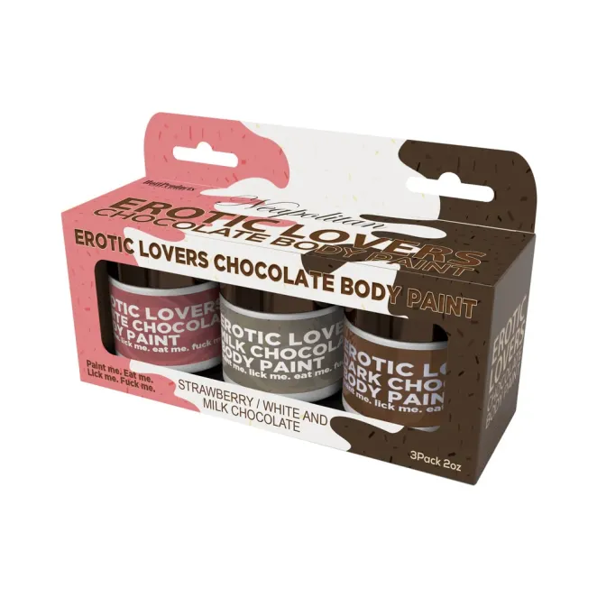 Erotic Chocolate Body Paints White/Milk Chocolate&Strawberry (3 Pack) (83470) | SlipDix.com