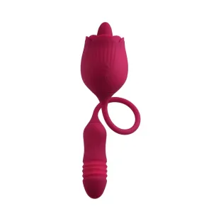 Thrusting Bullet & Flicking Tongue Rose Vibrator