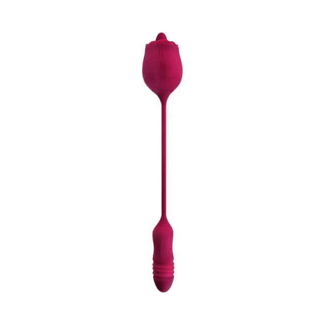 Thrusting Bullet & Flicking Tongue Rose Vibrator