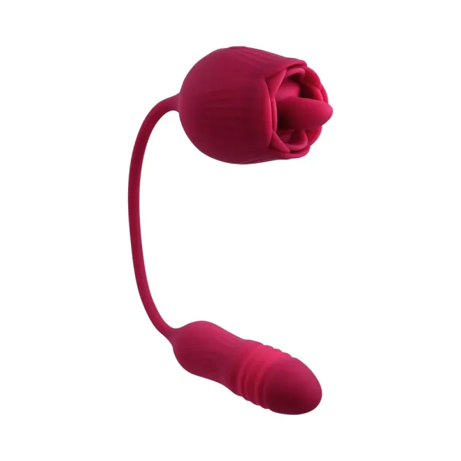 Thrusting Bullet & Flicking Tongue Rose Vibrator