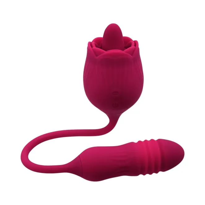 Thrusting Bullet & Flicking Tongue Rose Vibrator