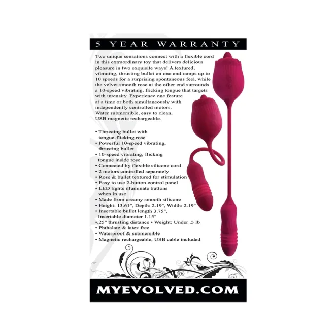 Thrusting Bullet & Flicking Tongue Rose Vibrator
