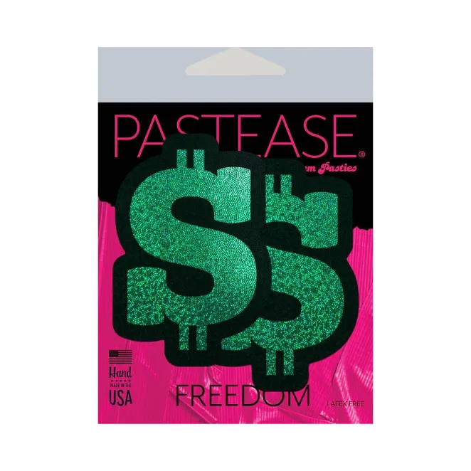 Pastease Money: Green Glitter Dollar Sign Nipple Pasties (84069) | SlipDix.com