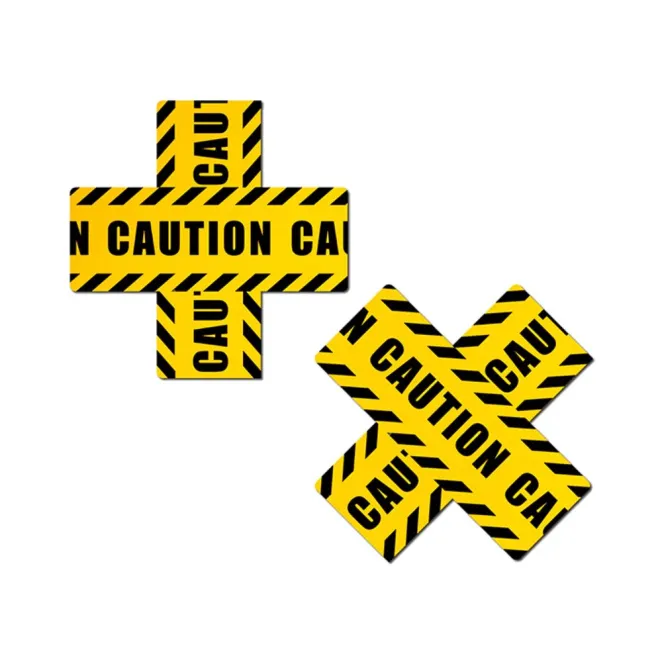 Pastease Crossed Caution Tape Nipple Pasties (84164) | SlipDix.com