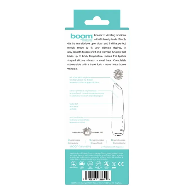VeDO Boom Warming Silicone Slimline Vibrator Turquoise