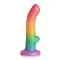6 Inch Ribbed Silicone Dildo with Suction Cup Rainbow