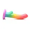 6 Inch Ribbed Silicone Dildo with Suction Cup Rainbow