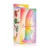 6 Inch Ribbed Silicone Dildo with Suction Cup Rainbow