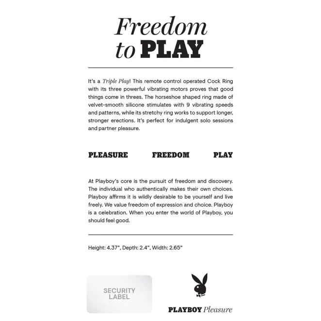 Playboy Triple Play Remote-Controlled Vibrating Cock Ring with Clit Stimulator