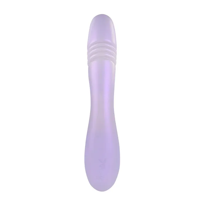 Playboy Bumping Bunny Thrusting Warming Silicone Dual Stim Vibrator Opal