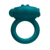 Playboy Bunny Buzzer Vibrating Silicone Cock Ring with Clit Stimulator Teal