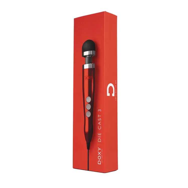 Doxy Die Cast 3 Compact Wand Massager Candy Red Doxy Die Cast 3 Compact Wand Massager Candy Red