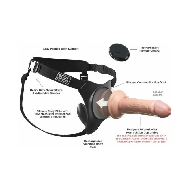 Body Dock G-Spot Pro Vibrating Strap-On Harness with Remote