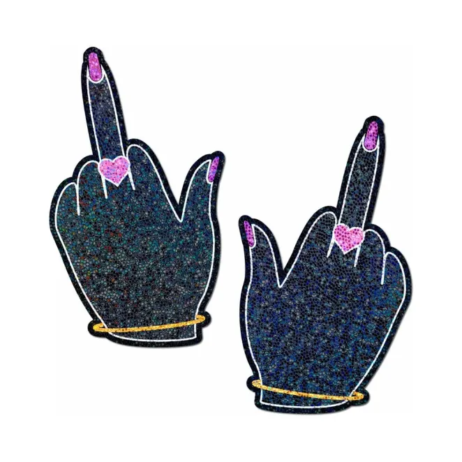 Pastease Glitter Fuck You Middle Finger Pasties (86927) | SlipDix.com