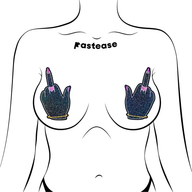 Pastease Glitter Fuck You Middle Finger Pasties (86927) | SlipDix.com