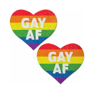 Pastease Glitter 'Gay AF' Heart Pasties Rainbow Pastease Glitter 'Gay AF' Heart Pasties Rainbow