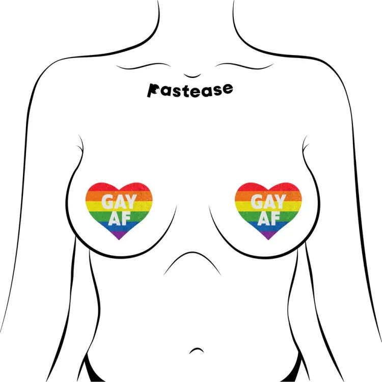 Pastease Glitter  Gay AF  Heart Pasties Rainbow (86961) by Pastease | Pasties | SlipDix.com Pastease Glitter  Gay AF  Heart Pasties Rainbow (86961) | SlipDix.com