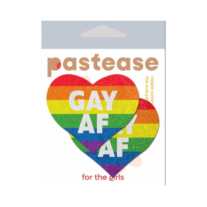 Pastease Glitter  Gay AF  Heart Pasties Rainbow (86961) | SlipDix.com