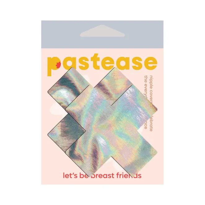 Pastease Holographic Crosses Pasties Silver (86972) | SlipDix.com