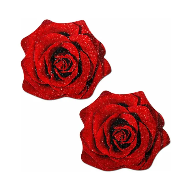 Pastease Glitter Blooming Rose Pasties Red (86975) | SlipDix.com