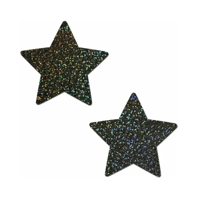 Pastease Glitter Star Pasties Black (86980) | SlipDix.com
