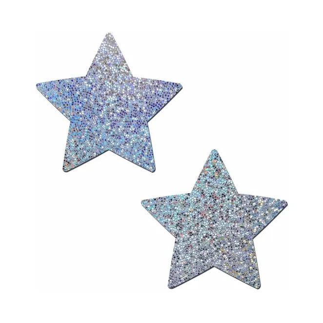 Pastease Glitter Star Pasties Silver (86982) | SlipDix.com