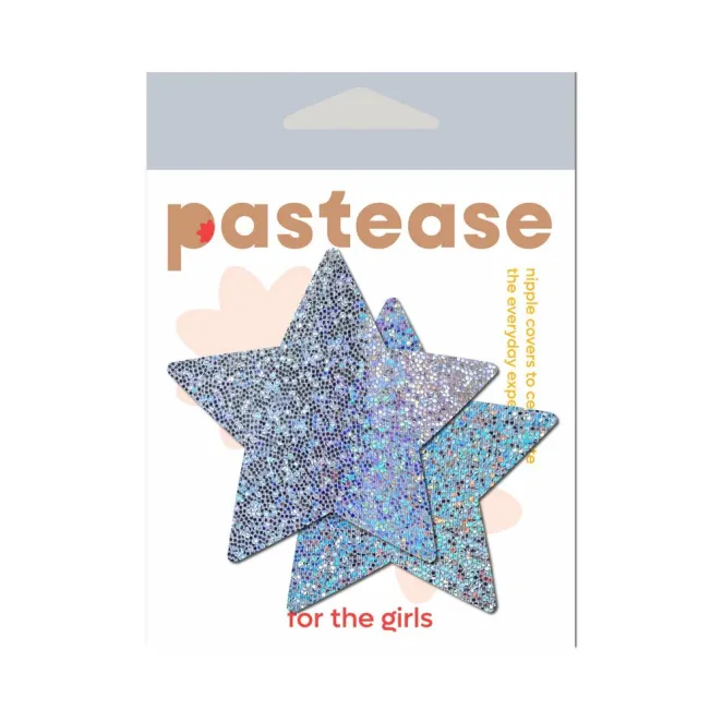 Pastease Glitter Star Pasties Silver (86982) | SlipDix.com