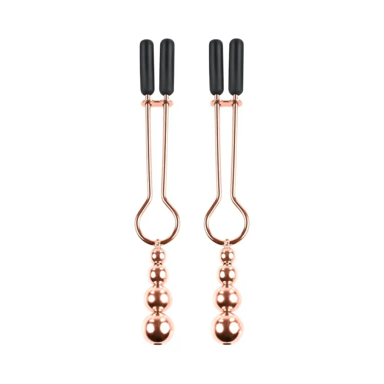 Selopa Beaded Nipple Clamps in Rose Gold Selopa Beaded Nipple Clamps in Rose Gold
