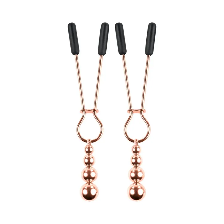 Selopa Beaded Nipple Clamps in Rose Gold Selopa Beaded Nipple Clamps in Rose Gold
