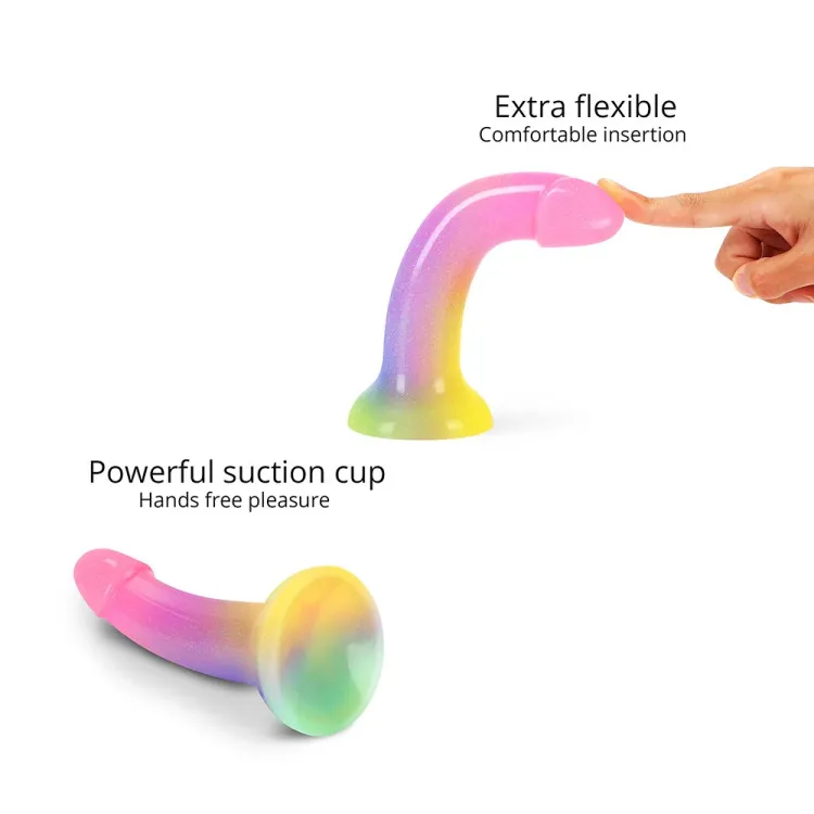 6 in. Dildolls Stargazer Rainbow Glitter Dildo