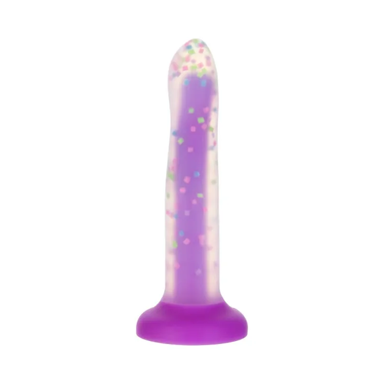 8 in. Bendable Glow-in-the-Dark Silicone Dildo Purple Confetti 8 in. Bendable Glow-in-the-Dark Silicone Dildo Purple Confetti