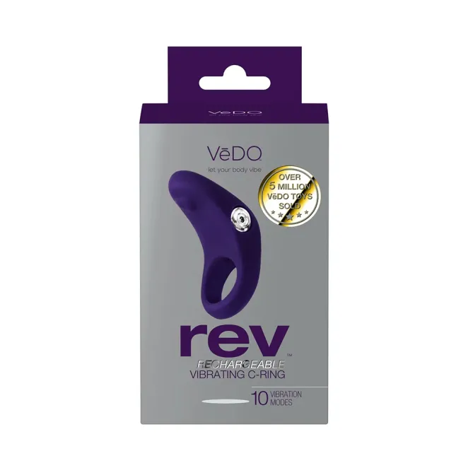 VeDO Rev Vibrating Couples Cock Ring with Clitoral Stimulator Purple