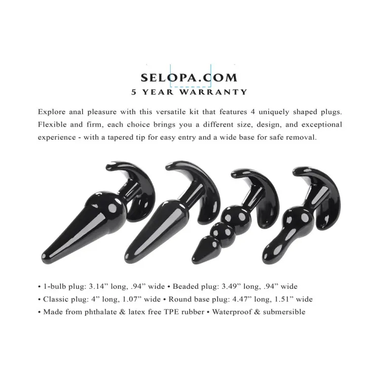 Intro To Plugs 4-Piece Anal Butt Plug Set Intro To Plugs 4-Piece Anal Butt Plug Set