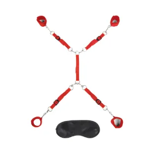 Lux Fetish Bed Spreader Restraint Set 7-Pc Red