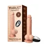 8 Inch Vibrating Thrusting Realistic Dildo with Balls and Remote Beige