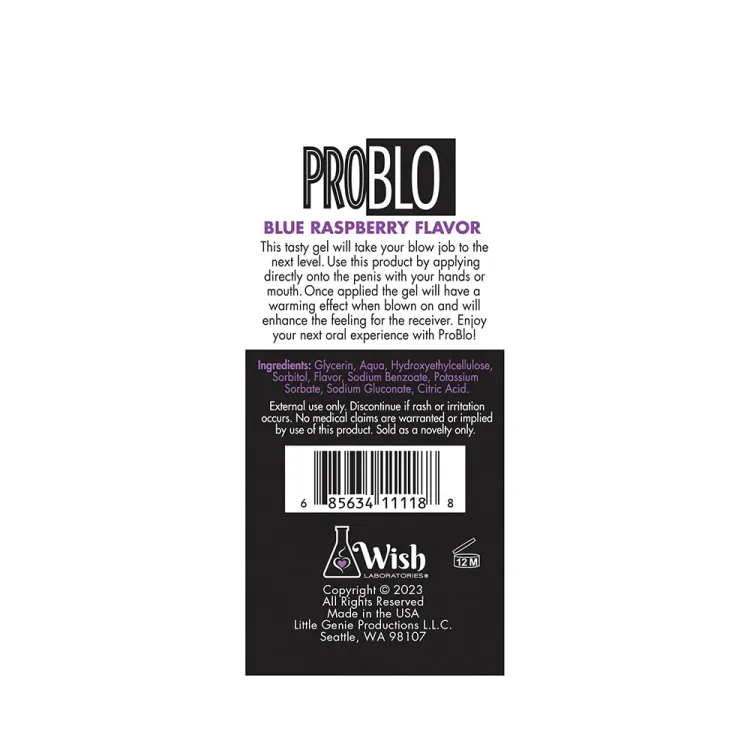 Pro Blo Oral Pleasure Gel Blue Raspberry 1.5 oz. Pro Blo Oral Pleasure Gel Blue Raspberry 1.5 oz.