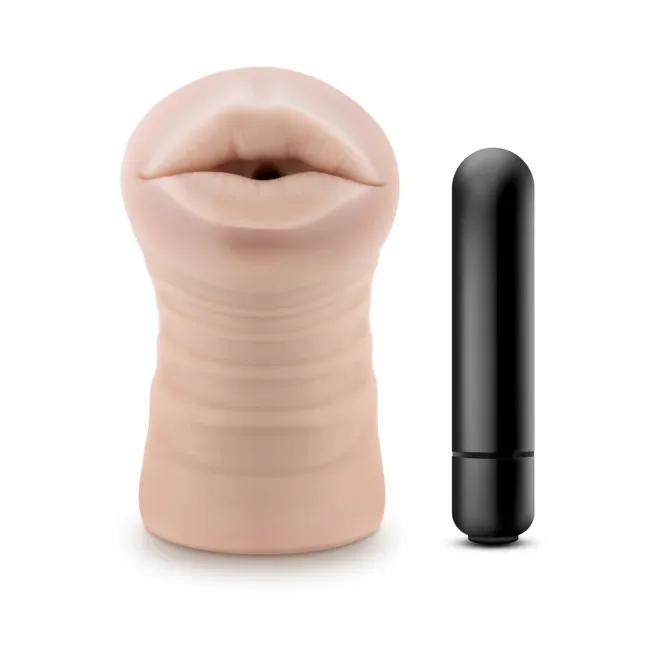 EnLust Nicole Vibrating Mouth Pocket Stroker Beige