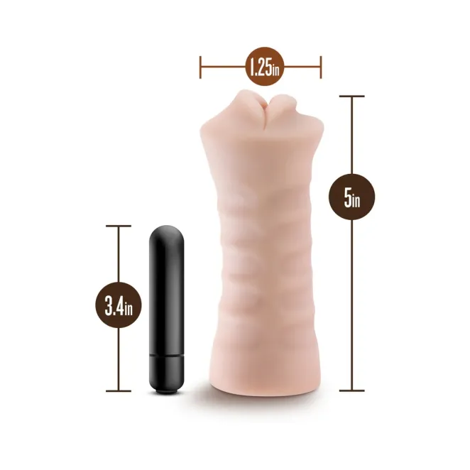 EnLust Nicole Vibrating Mouth Pocket Stroker Beige