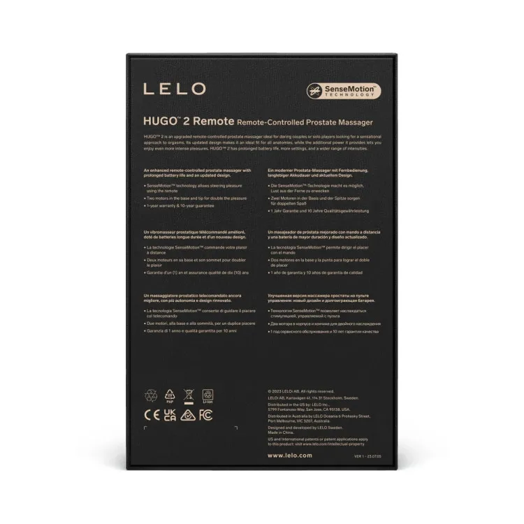 LELO HUGO 2 Prostate Massager with Remote Black LELO HUGO 2 Prostate Massager with Remote Black