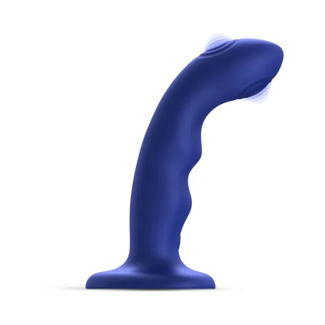 6 Inch Silicone Tapping Vibrating Dildo with Suction Cup Blue
