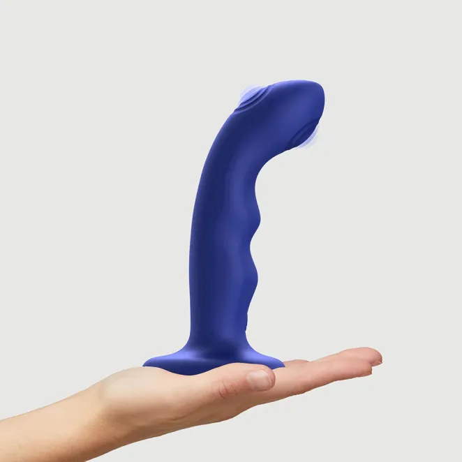 6 Inch Silicone Tapping Vibrating Dildo with Suction Cup Blue