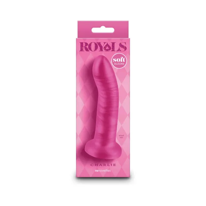 5 Inch Charlie Curved Metallic Silicone Dildo Pink
