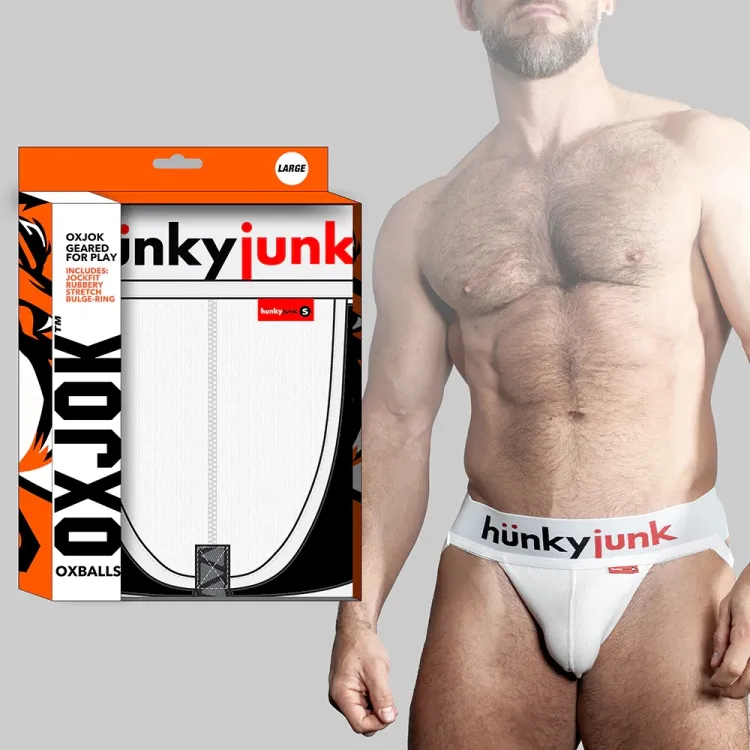 Oxballs Oxjok Hunker Comfy-Pouch Slider-Strap Jock White Snow Oxballs Oxjok Hunker Comfy-Pouch Slider-Strap Jock White Snow