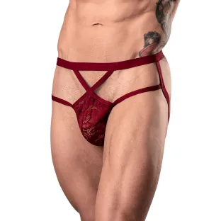 Male Power Lucifer Strappy Jock Strap Burgundy