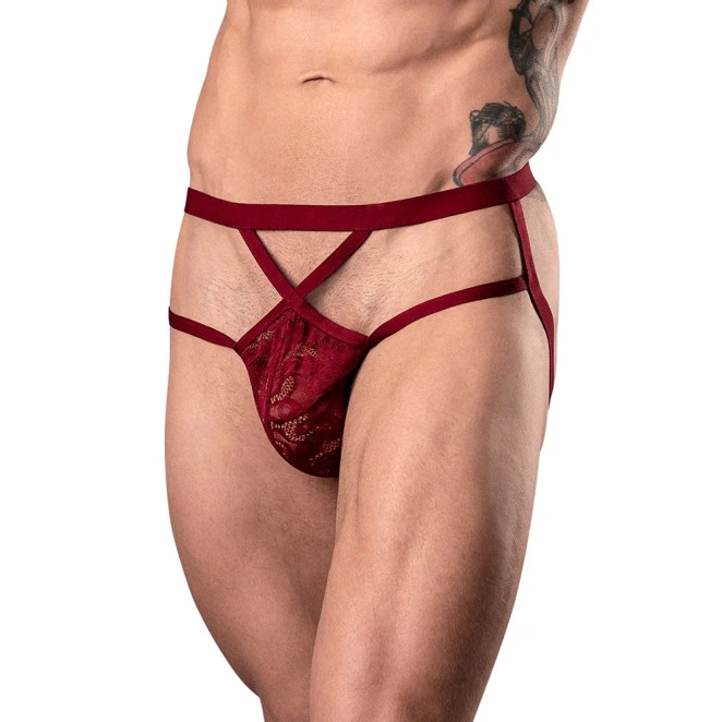 Male Power Lucifer Strappy Jock Strap Burgundy