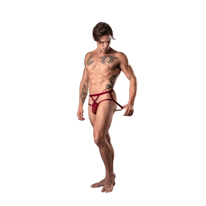 Male Power Lucifer Strappy Jock Strap Burgundy