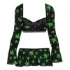 Magic Silk Hazy Dayz Crop Top, Skirt & G-String Set Pot Leaf Magic Silk Hazy Dayz Crop Top, Skirt & G-String Set Pot Leaf