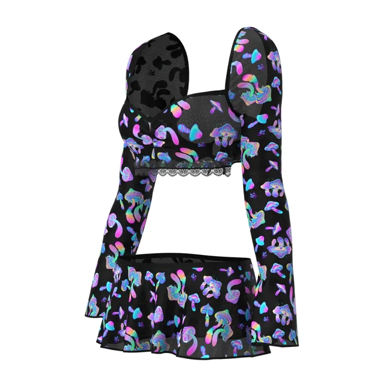 Magic Silk Hazy Dayz Crop Top Skirt & G-String Set Mushroom Magic Silk Hazy Dayz Crop Top Skirt & G-String Set Mushroom