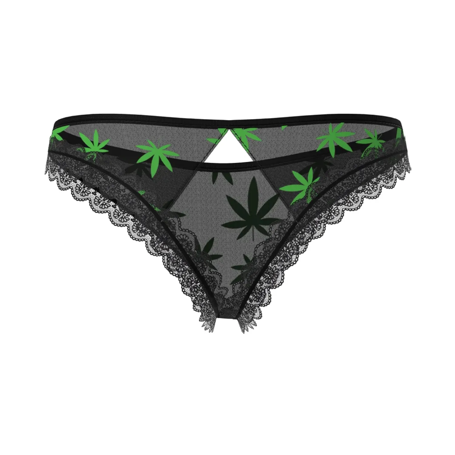 Magic Silk Hazy Dayz Crotchless Panty with Open Back Pot Leaf