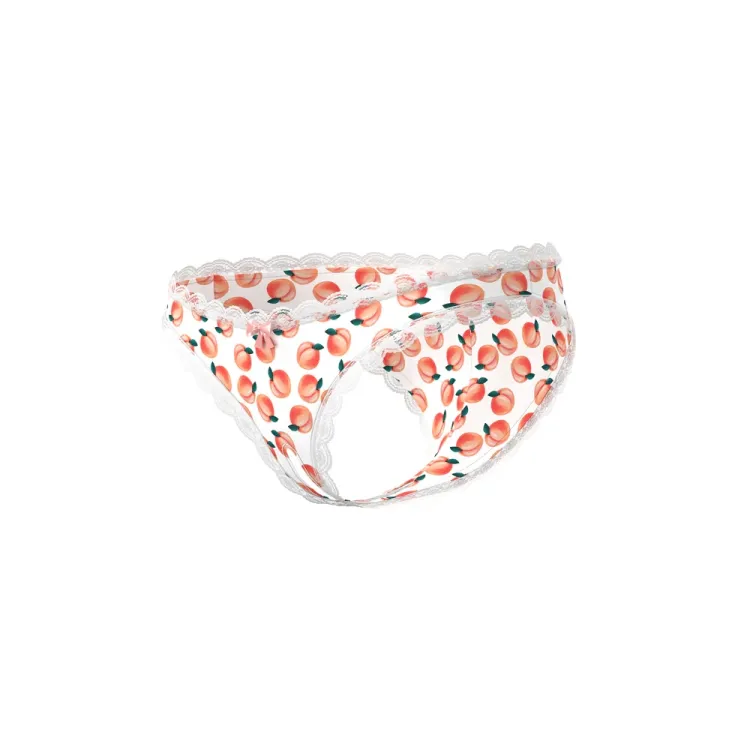 Magic Silk Sweet Treats Crotchless Boy Short with Lube Peach Magic Silk Sweet Treats Crotchless Boy Short with Lube Peach